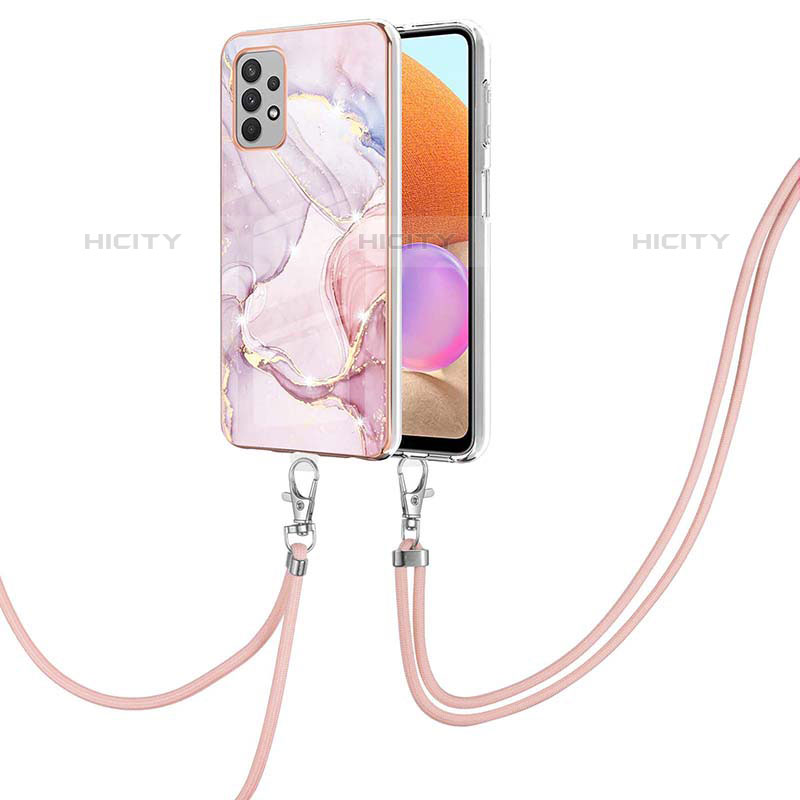 Handyhülle Silikon Hülle Gummi Schutzhülle Flexible Modisch Muster mit Schlüsselband Lanyard Y05B für Samsung Galaxy M32 5G groß