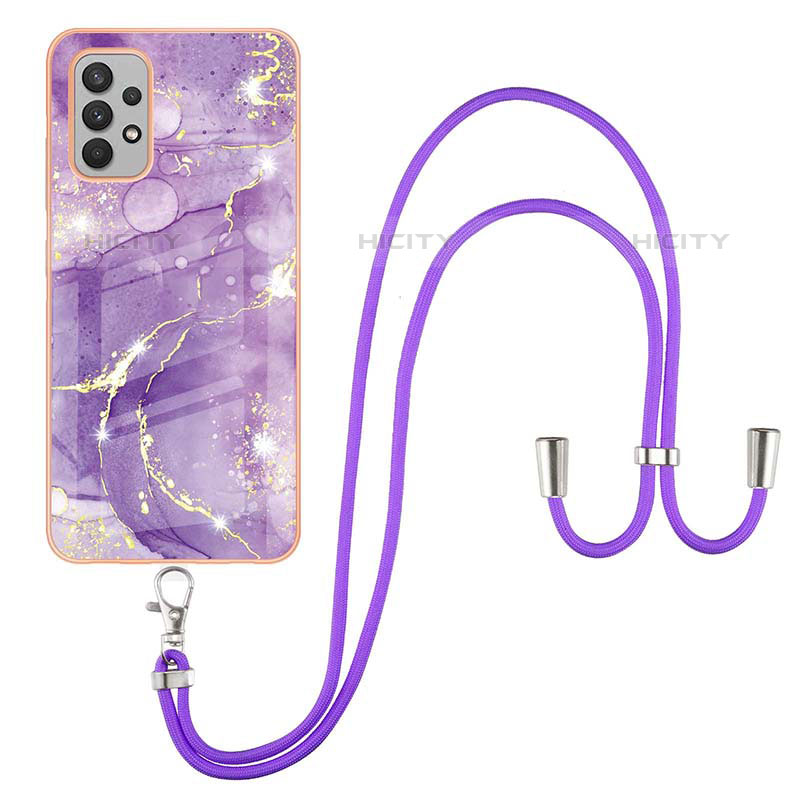 Handyhülle Silikon Hülle Gummi Schutzhülle Flexible Modisch Muster mit Schlüsselband Lanyard Y05B für Samsung Galaxy M32 5G groß