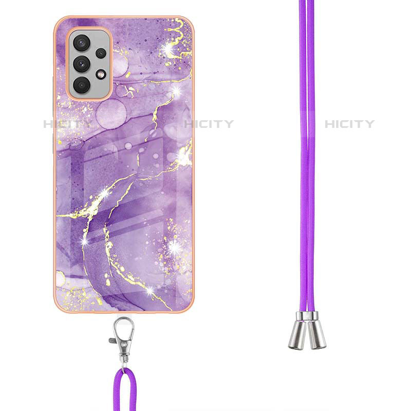 Handyhülle Silikon Hülle Gummi Schutzhülle Flexible Modisch Muster mit Schlüsselband Lanyard Y05B für Samsung Galaxy M32 5G groß