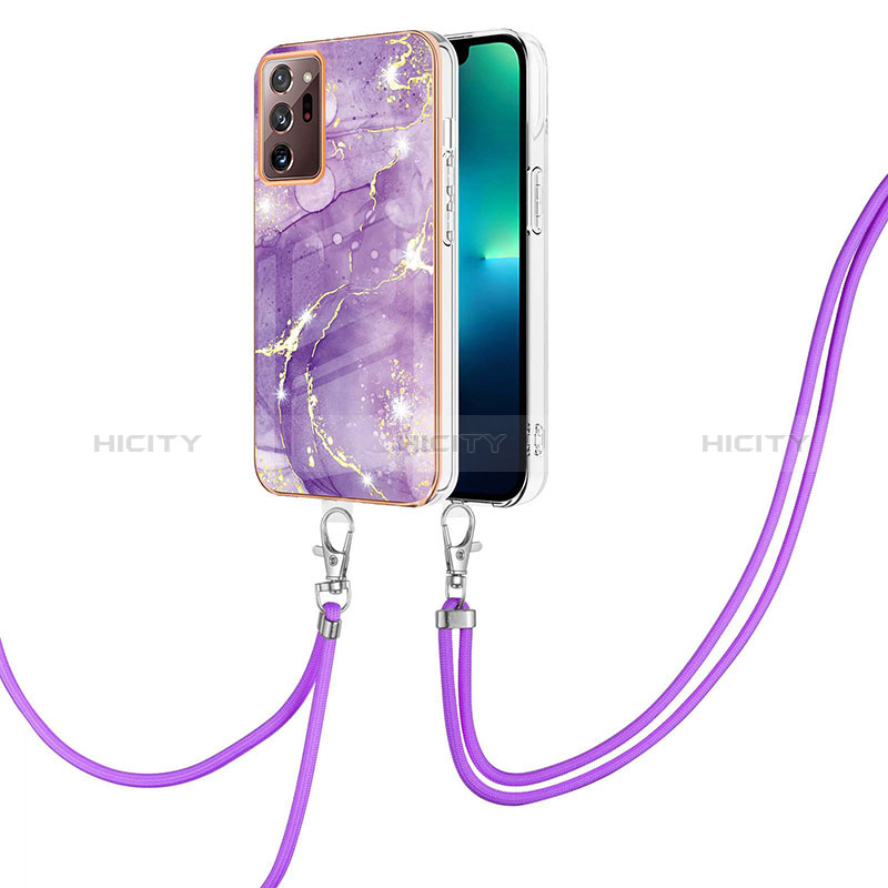 Handyhülle Silikon Hülle Gummi Schutzhülle Flexible Modisch Muster mit Schlüsselband Lanyard Y05B für Samsung Galaxy Note 20 Ultra 5G groß