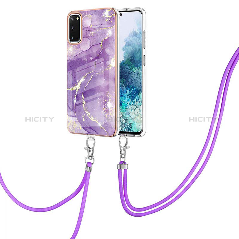 Handyhülle Silikon Hülle Gummi Schutzhülle Flexible Modisch Muster mit Schlüsselband Lanyard Y05B für Samsung Galaxy S20 groß