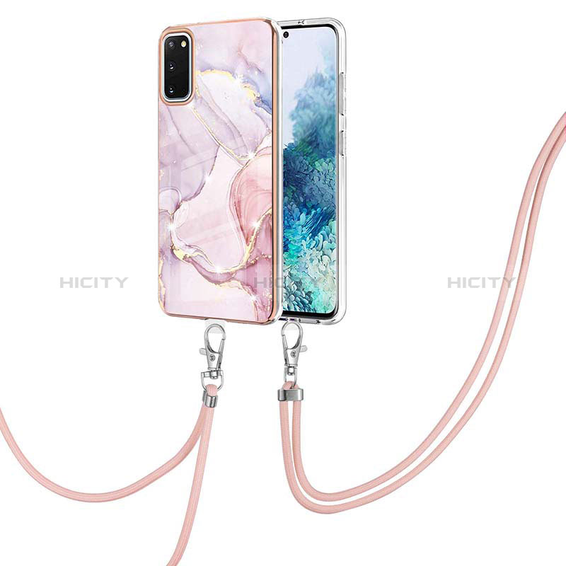 Handyhülle Silikon Hülle Gummi Schutzhülle Flexible Modisch Muster mit Schlüsselband Lanyard Y05B für Samsung Galaxy S20 groß