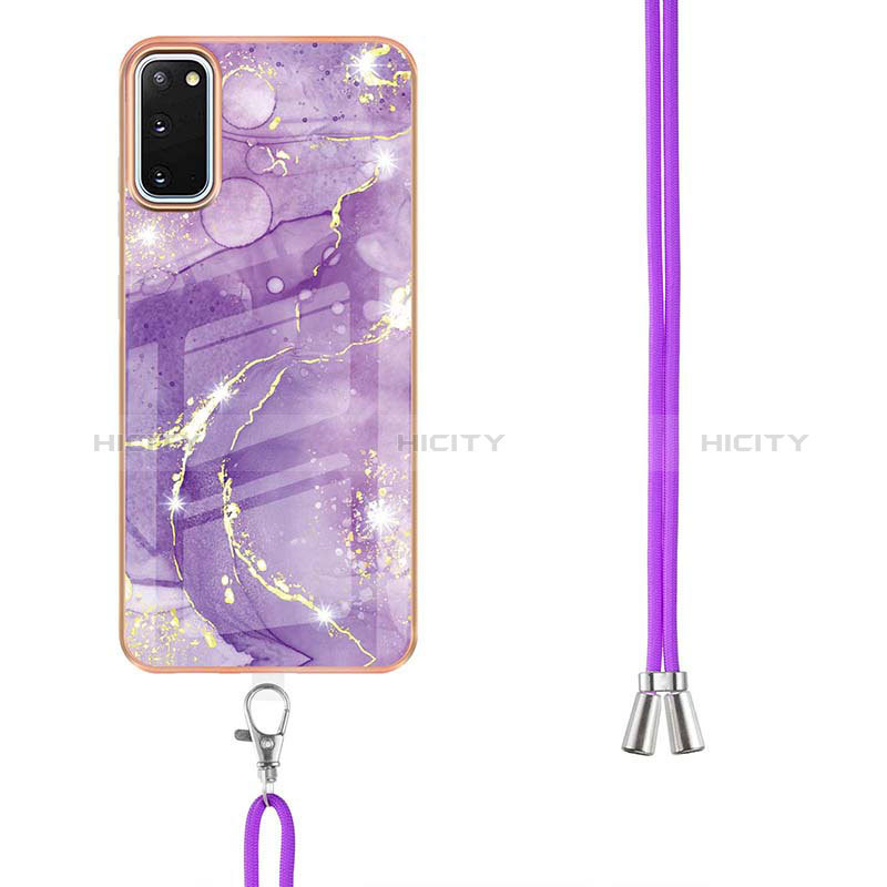 Handyhülle Silikon Hülle Gummi Schutzhülle Flexible Modisch Muster mit Schlüsselband Lanyard Y05B für Samsung Galaxy S20 groß