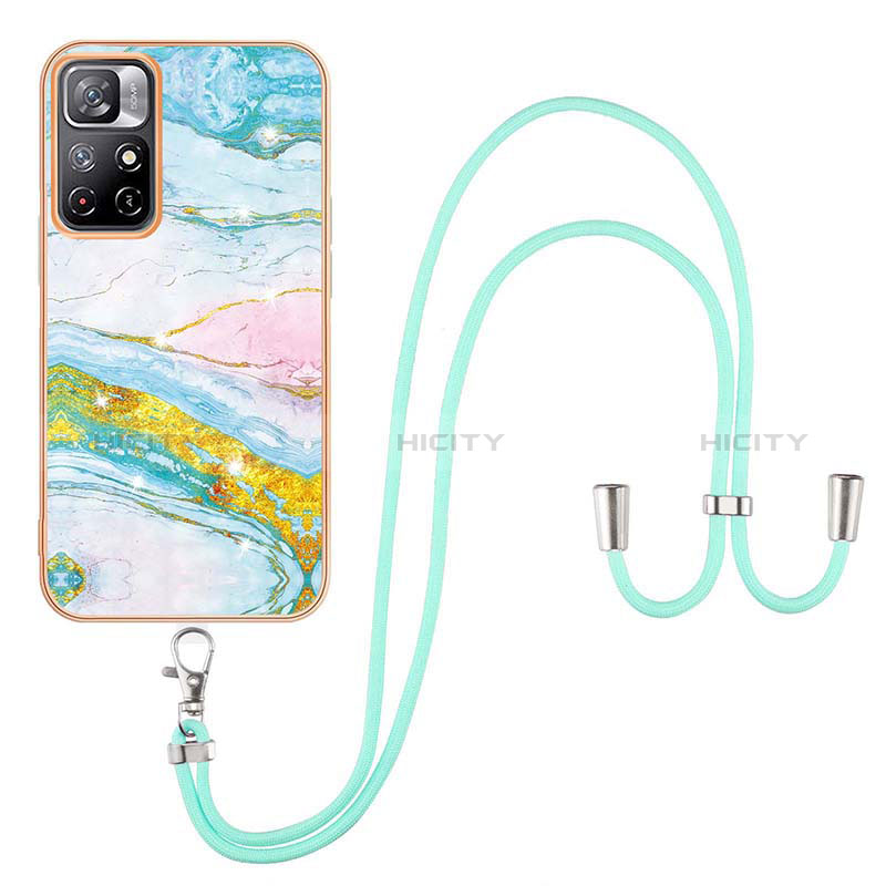 Handyhülle Silikon Hülle Gummi Schutzhülle Flexible Modisch Muster mit Schlüsselband Lanyard Y05B für Xiaomi Poco M4 Pro 5G