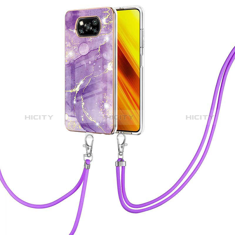 Handyhülle Silikon Hülle Gummi Schutzhülle Flexible Modisch Muster mit Schlüsselband Lanyard Y05B für Xiaomi Poco X3 NFC