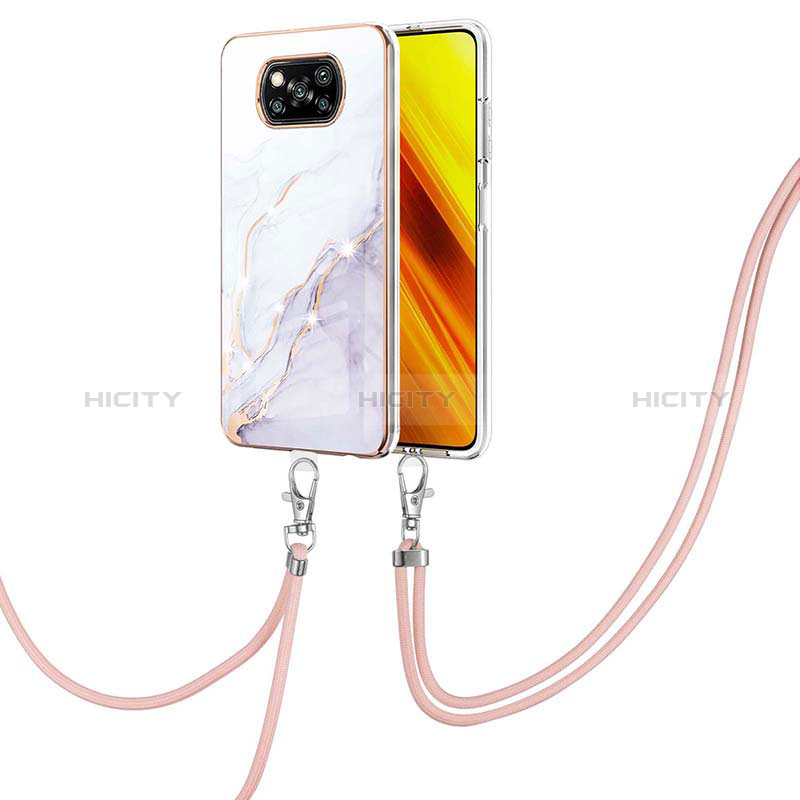 Handyhülle Silikon Hülle Gummi Schutzhülle Flexible Modisch Muster mit Schlüsselband Lanyard Y05B für Xiaomi Poco X3 NFC