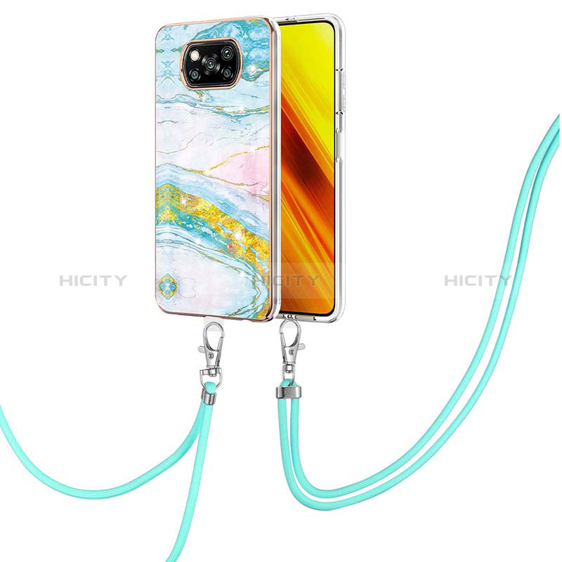 Handyhülle Silikon Hülle Gummi Schutzhülle Flexible Modisch Muster mit Schlüsselband Lanyard Y05B für Xiaomi Poco X3 NFC