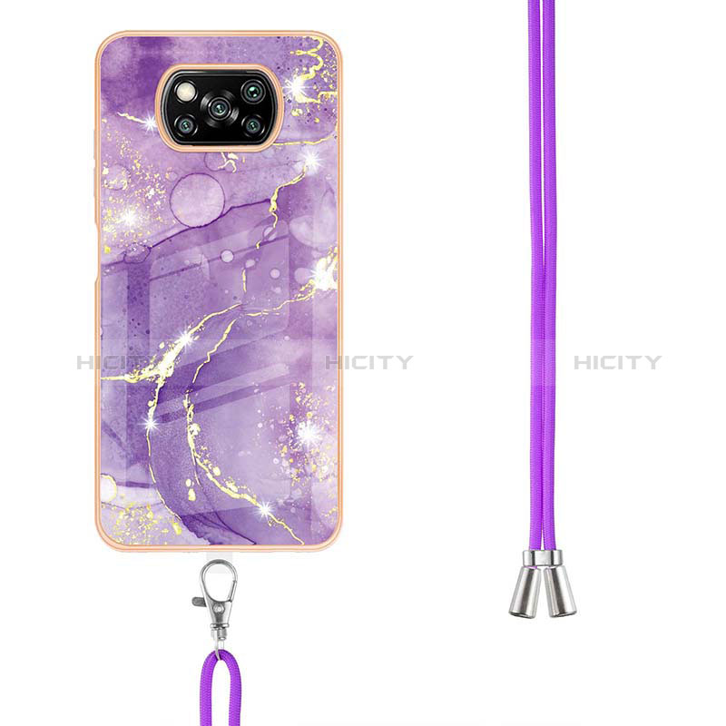 Handyhülle Silikon Hülle Gummi Schutzhülle Flexible Modisch Muster mit Schlüsselband Lanyard Y05B für Xiaomi Poco X3 NFC