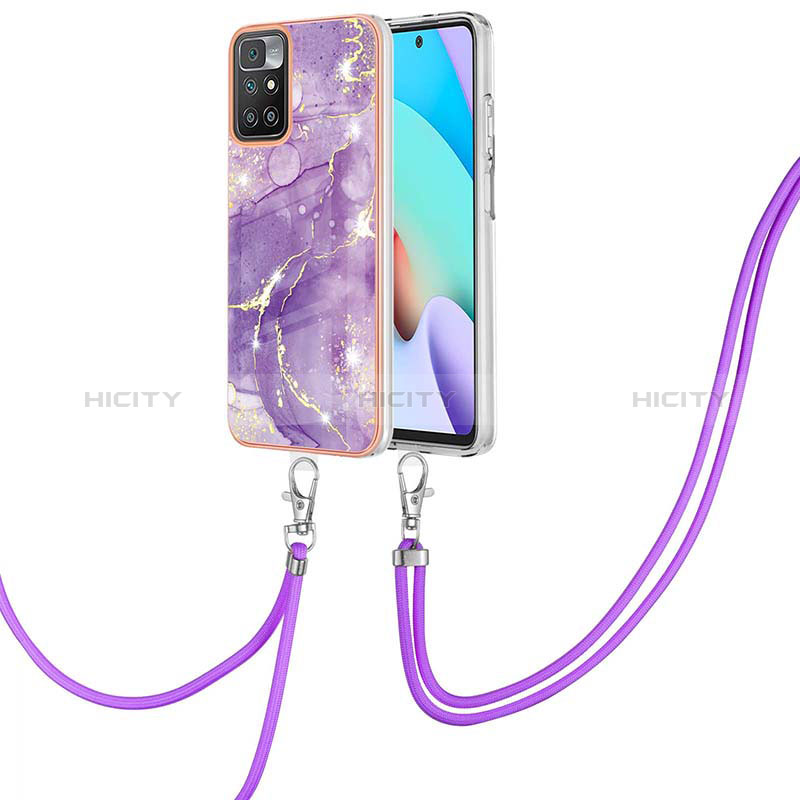 Handyhülle Silikon Hülle Gummi Schutzhülle Flexible Modisch Muster mit Schlüsselband Lanyard Y05B für Xiaomi Redmi 10 (2022)