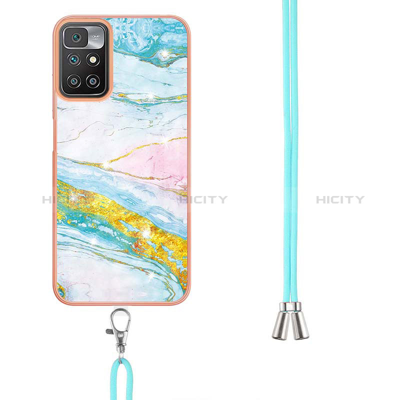 Handyhülle Silikon Hülle Gummi Schutzhülle Flexible Modisch Muster mit Schlüsselband Lanyard Y05B für Xiaomi Redmi 10 (2022) groß