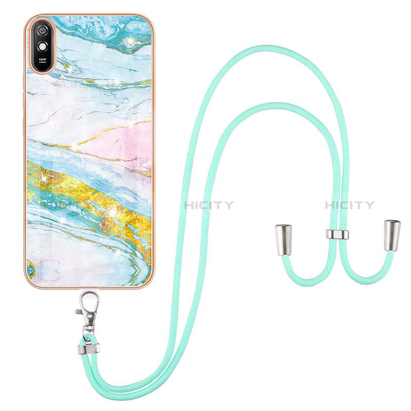 Handyhülle Silikon Hülle Gummi Schutzhülle Flexible Modisch Muster mit Schlüsselband Lanyard Y05B für Xiaomi Redmi 9A groß