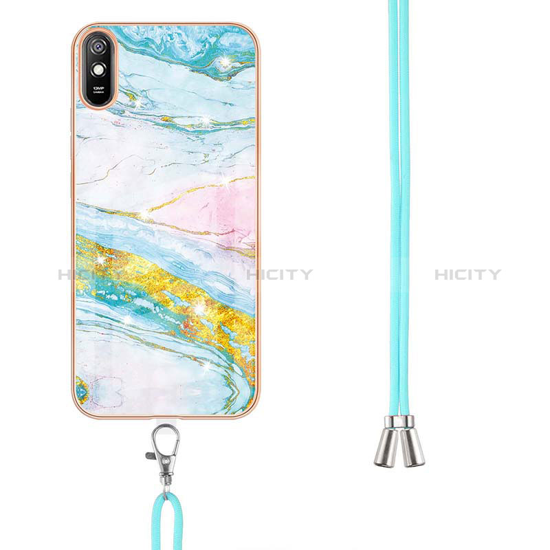 Handyhülle Silikon Hülle Gummi Schutzhülle Flexible Modisch Muster mit Schlüsselband Lanyard Y05B für Xiaomi Redmi 9A groß