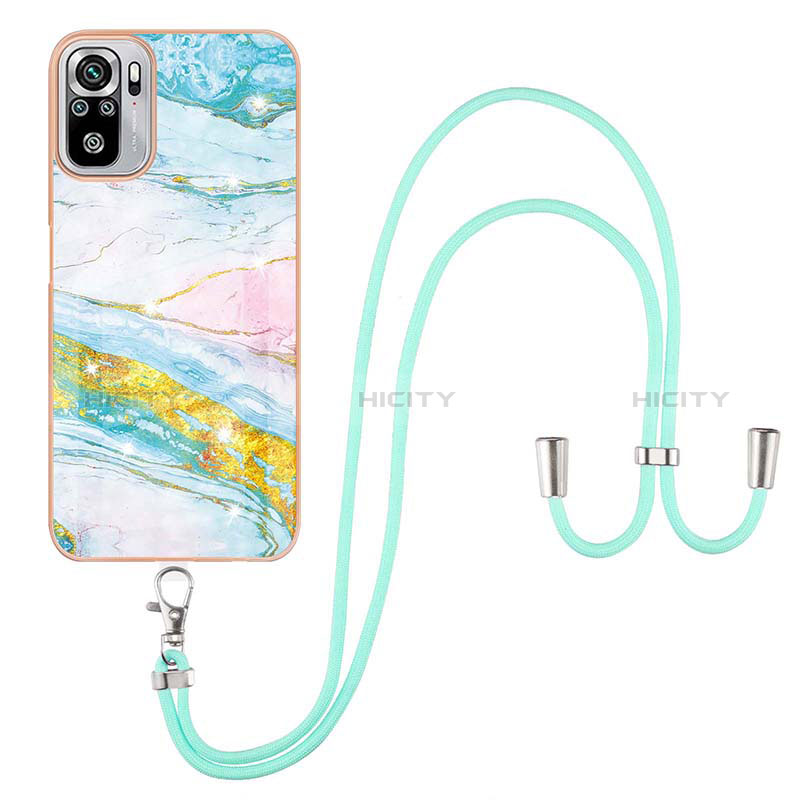 Handyhülle Silikon Hülle Gummi Schutzhülle Flexible Modisch Muster mit Schlüsselband Lanyard Y05B für Xiaomi Redmi Note 10 4G groß