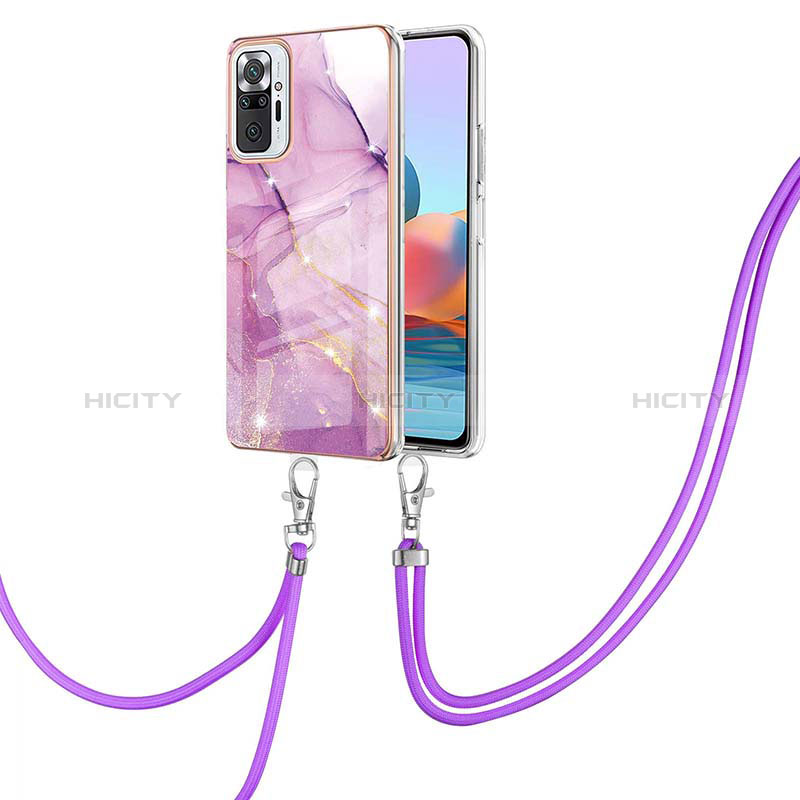 Handyhülle Silikon Hülle Gummi Schutzhülle Flexible Modisch Muster mit Schlüsselband Lanyard Y05B für Xiaomi Redmi Note 10 Pro 4G groß