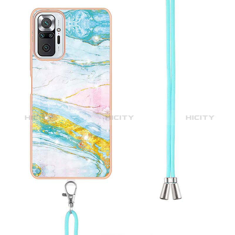 Handyhülle Silikon Hülle Gummi Schutzhülle Flexible Modisch Muster mit Schlüsselband Lanyard Y05B für Xiaomi Redmi Note 10 Pro 4G groß