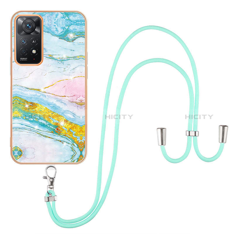 Handyhülle Silikon Hülle Gummi Schutzhülle Flexible Modisch Muster mit Schlüsselband Lanyard Y05B für Xiaomi Redmi Note 11S 4G groß