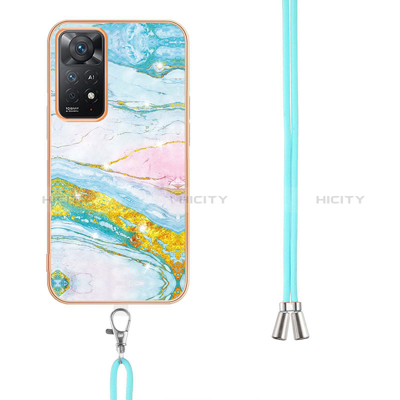 Handyhülle Silikon Hülle Gummi Schutzhülle Flexible Modisch Muster mit Schlüsselband Lanyard Y05B für Xiaomi Redmi Note 11S 4G groß