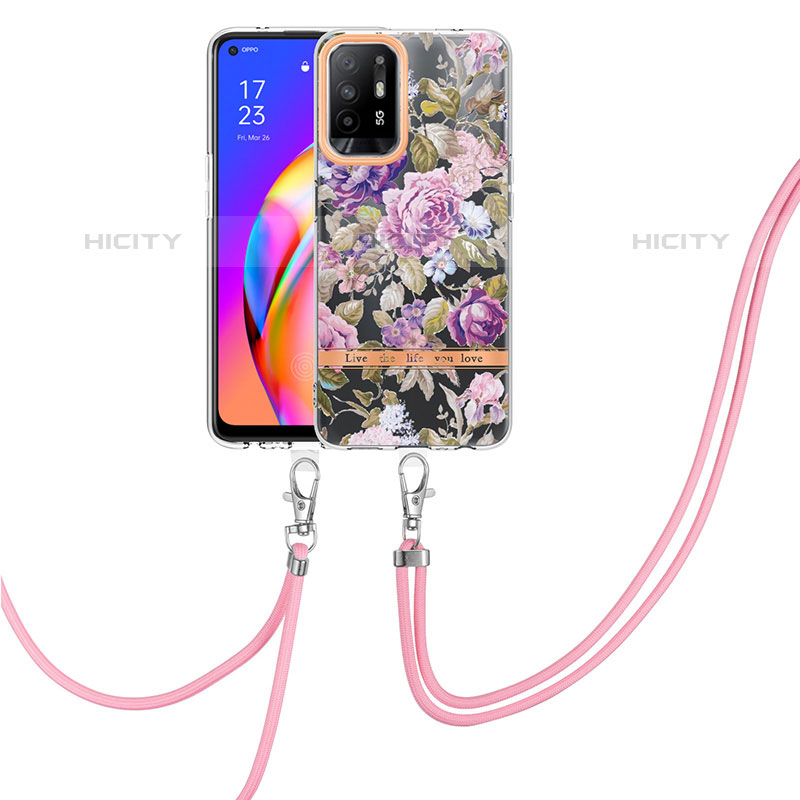 Handyhülle Silikon Hülle Gummi Schutzhülle Flexible Modisch Muster mit Schlüsselband Lanyard Y06B für Oppo A94 5G groß