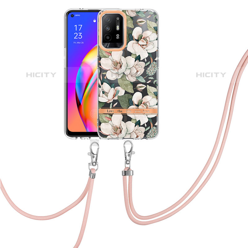 Handyhülle Silikon Hülle Gummi Schutzhülle Flexible Modisch Muster mit Schlüsselband Lanyard Y06B für Oppo A94 5G groß