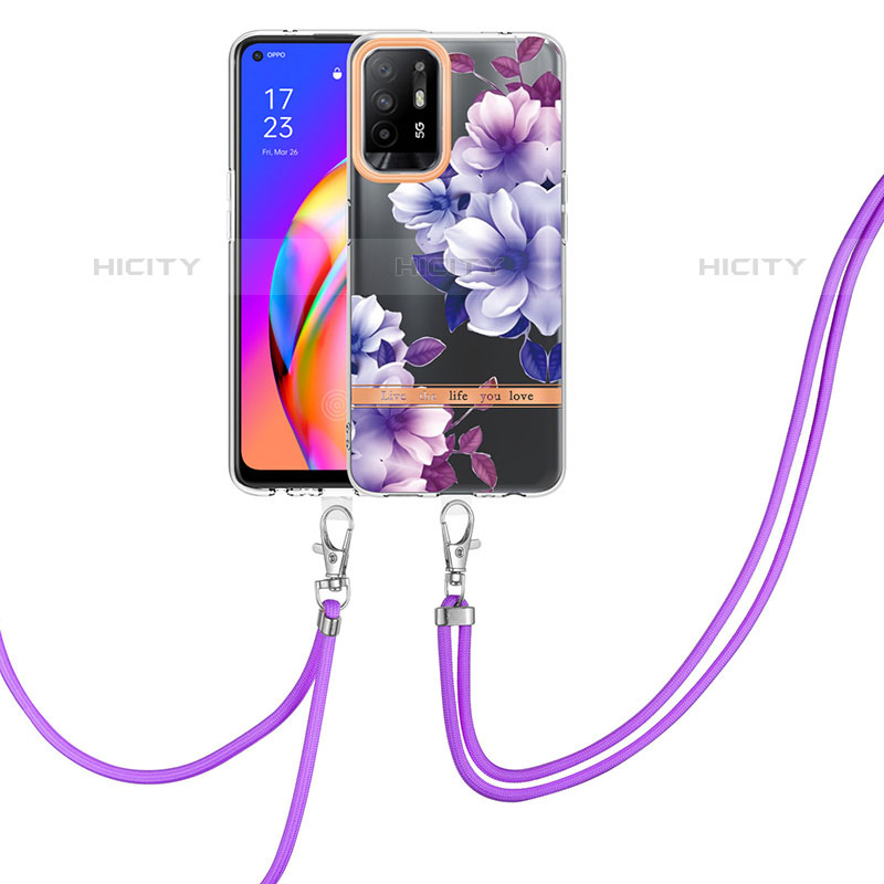 Handyhülle Silikon Hülle Gummi Schutzhülle Flexible Modisch Muster mit Schlüsselband Lanyard Y06B für Oppo A94 5G