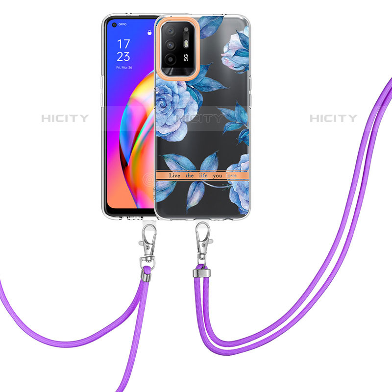 Handyhülle Silikon Hülle Gummi Schutzhülle Flexible Modisch Muster mit Schlüsselband Lanyard Y06B für Oppo A94 5G