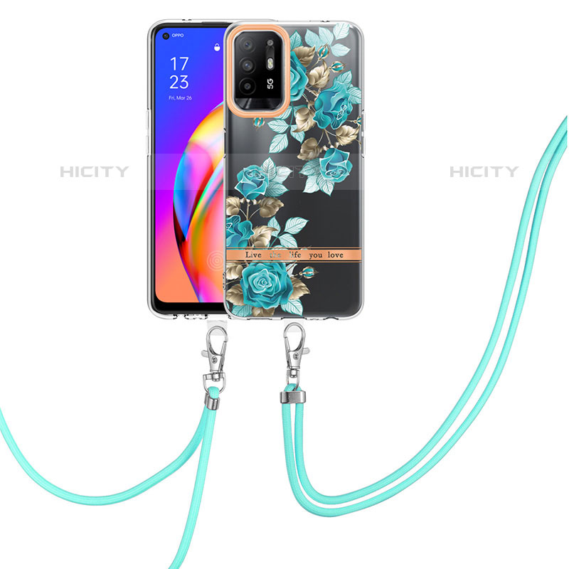 Handyhülle Silikon Hülle Gummi Schutzhülle Flexible Modisch Muster mit Schlüsselband Lanyard Y06B für Oppo A94 5G