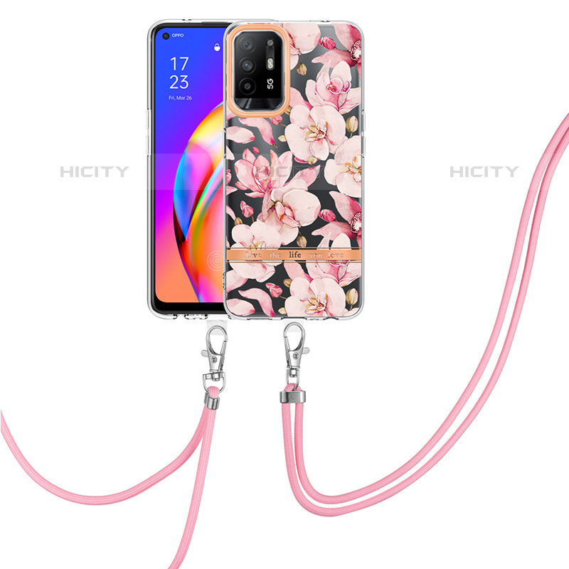 Handyhülle Silikon Hülle Gummi Schutzhülle Flexible Modisch Muster mit Schlüsselband Lanyard Y06B für Oppo A94 5G groß