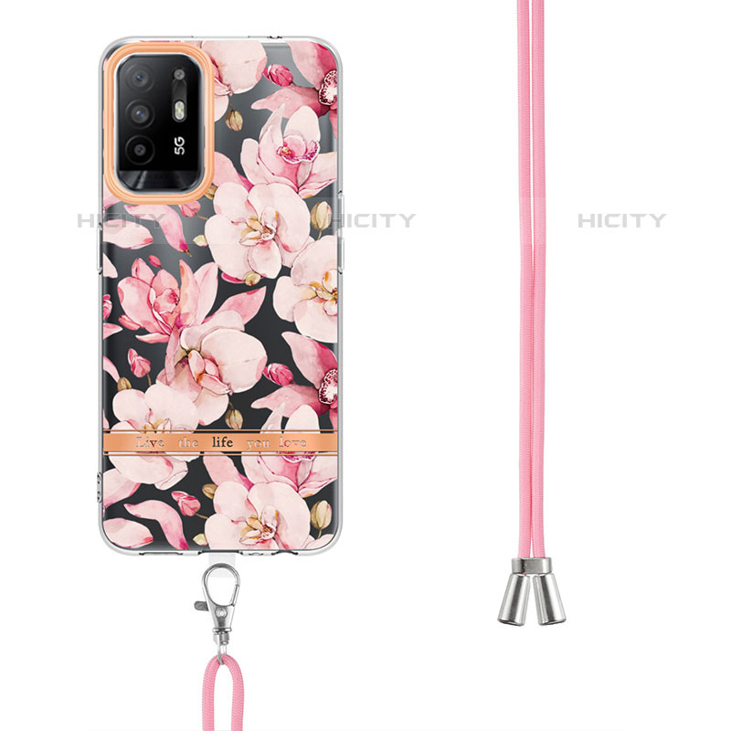 Handyhülle Silikon Hülle Gummi Schutzhülle Flexible Modisch Muster mit Schlüsselband Lanyard Y06B für Oppo A95 5G