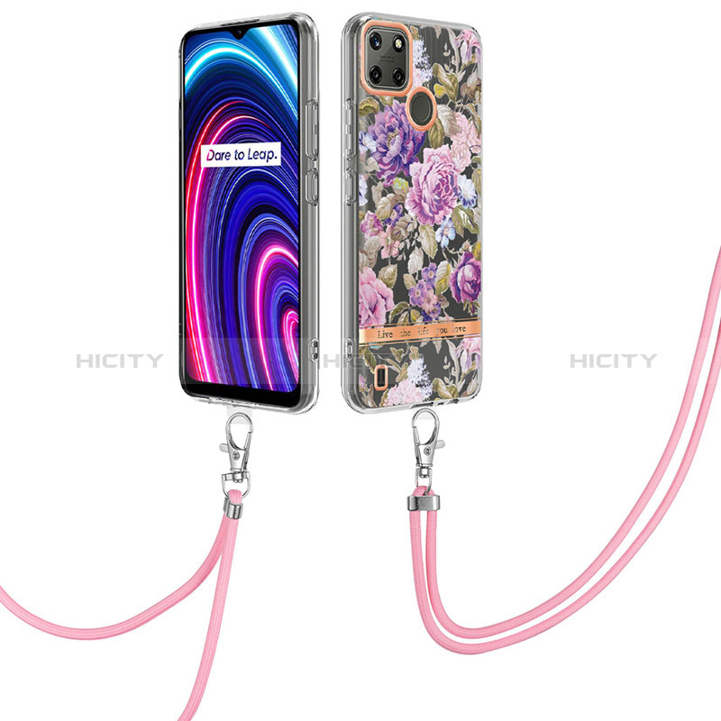 Handyhülle Silikon Hülle Gummi Schutzhülle Flexible Modisch Muster mit Schlüsselband Lanyard Y06B für Realme C21Y groß