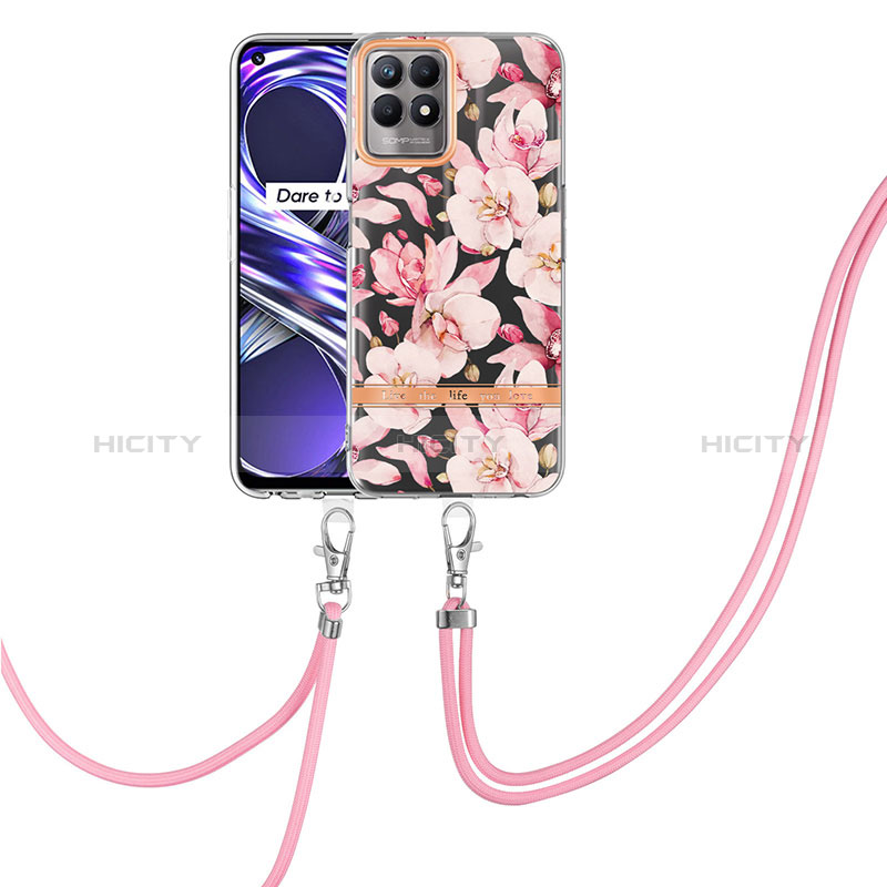 Handyhülle Silikon Hülle Gummi Schutzhülle Flexible Modisch Muster mit Schlüsselband Lanyard Y06B für Realme Narzo 50 4G