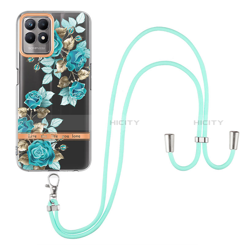 Handyhülle Silikon Hülle Gummi Schutzhülle Flexible Modisch Muster mit Schlüsselband Lanyard Y06B für Realme Narzo 50 4G groß