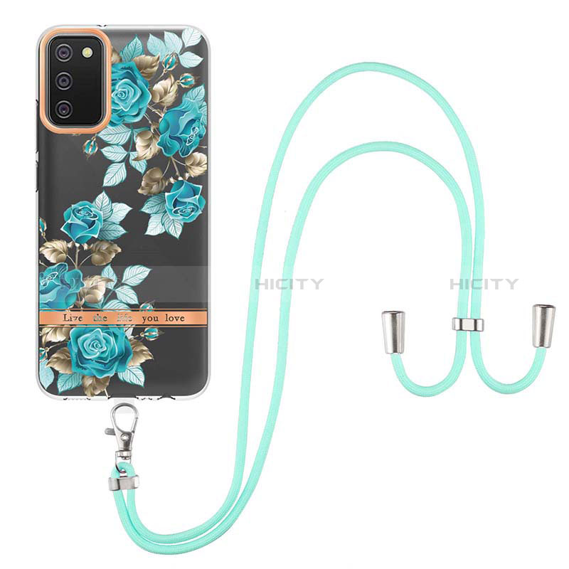 Handyhülle Silikon Hülle Gummi Schutzhülle Flexible Modisch Muster mit Schlüsselband Lanyard Y06B für Samsung Galaxy A02s