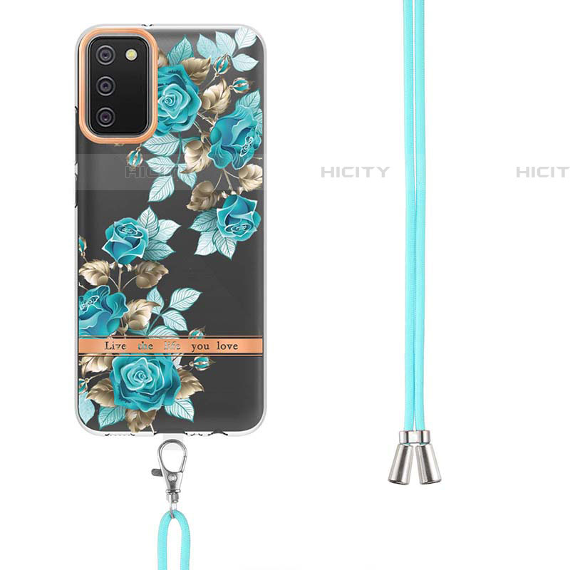 Handyhülle Silikon Hülle Gummi Schutzhülle Flexible Modisch Muster mit Schlüsselband Lanyard Y06B für Samsung Galaxy A03s