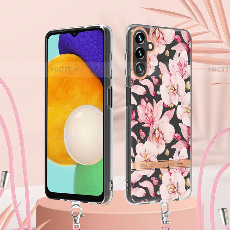 Handyhülle Silikon Hülle Gummi Schutzhülle Flexible Modisch Muster mit Schlüsselband Lanyard Y06B für Samsung Galaxy A04s groß