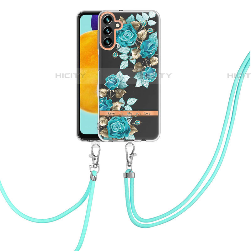 Handyhülle Silikon Hülle Gummi Schutzhülle Flexible Modisch Muster mit Schlüsselband Lanyard Y06B für Samsung Galaxy A04s groß