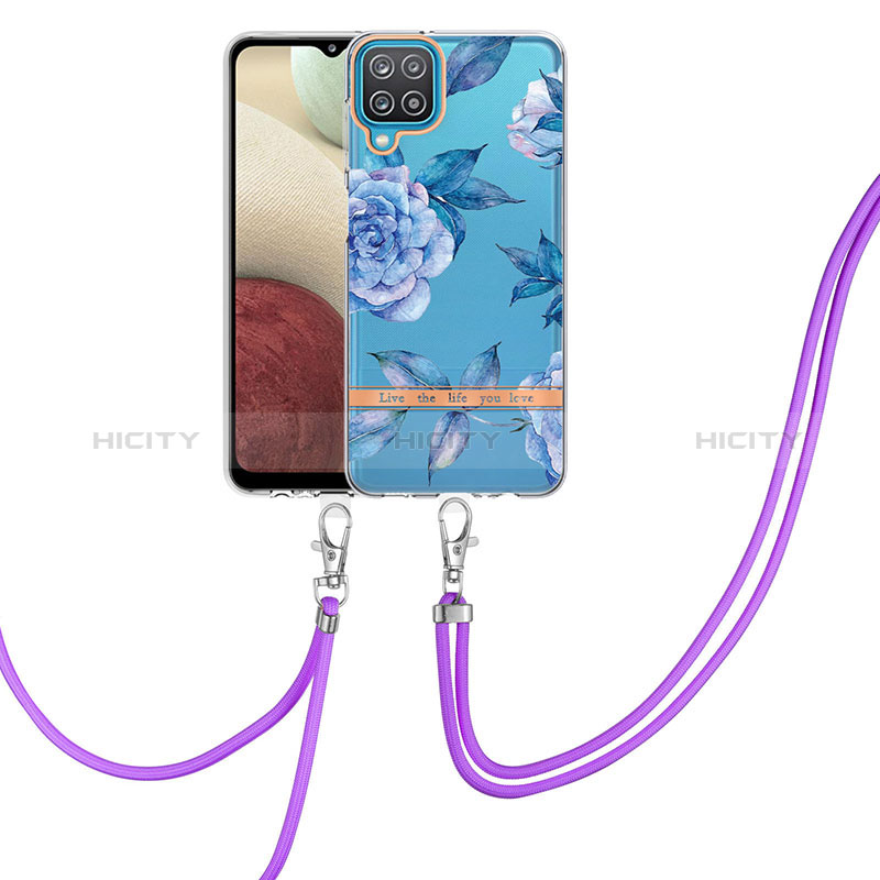 Handyhülle Silikon Hülle Gummi Schutzhülle Flexible Modisch Muster mit Schlüsselband Lanyard Y06B für Samsung Galaxy A12 5G