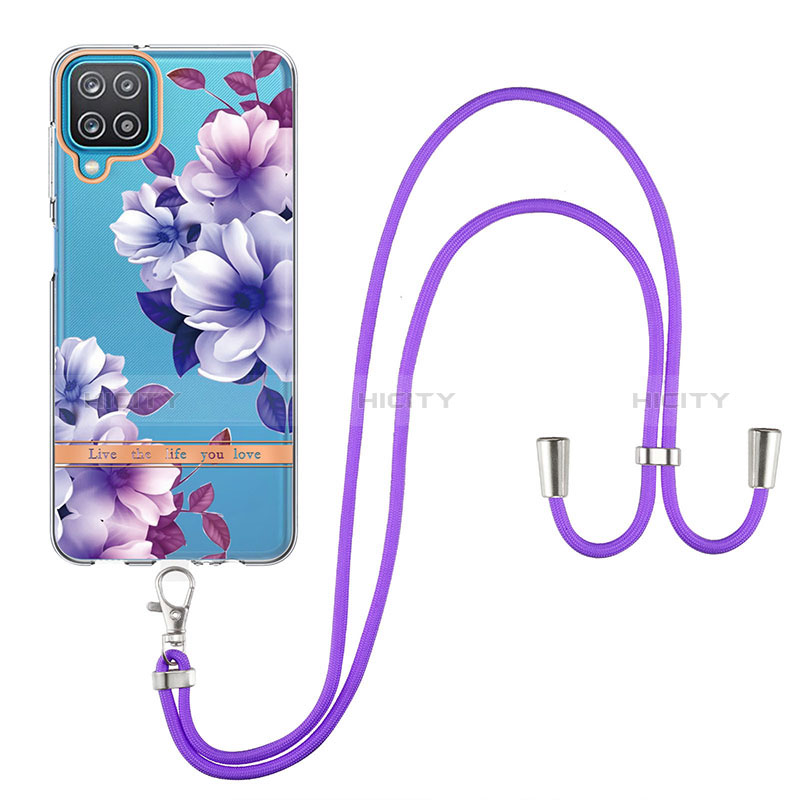 Handyhülle Silikon Hülle Gummi Schutzhülle Flexible Modisch Muster mit Schlüsselband Lanyard Y06B für Samsung Galaxy A12 5G