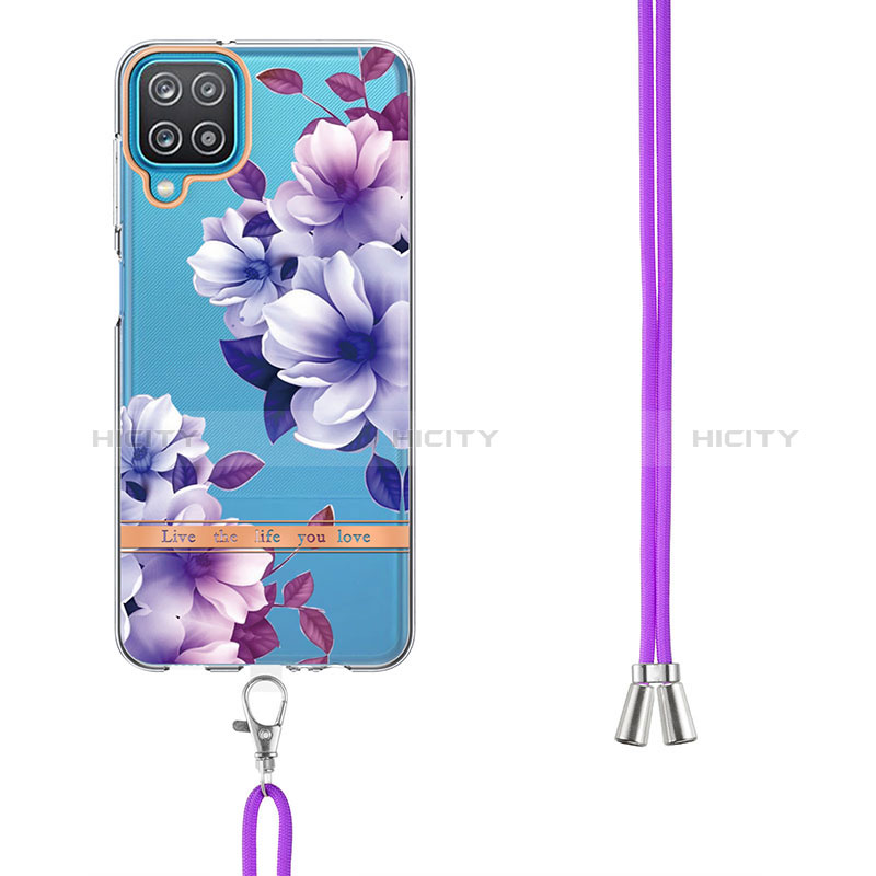 Handyhülle Silikon Hülle Gummi Schutzhülle Flexible Modisch Muster mit Schlüsselband Lanyard Y06B für Samsung Galaxy A12 5G