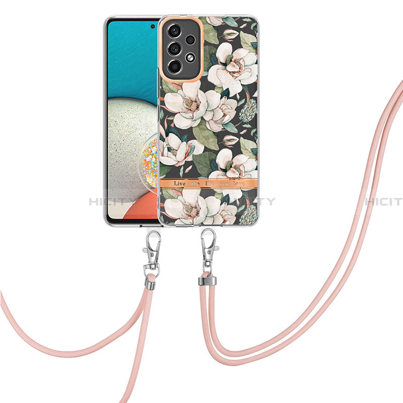 Handyhülle Silikon Hülle Gummi Schutzhülle Flexible Modisch Muster mit Schlüsselband Lanyard Y06B für Samsung Galaxy A13 4G groß