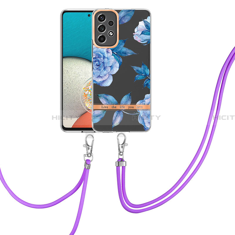 Handyhülle Silikon Hülle Gummi Schutzhülle Flexible Modisch Muster mit Schlüsselband Lanyard Y06B für Samsung Galaxy A13 4G