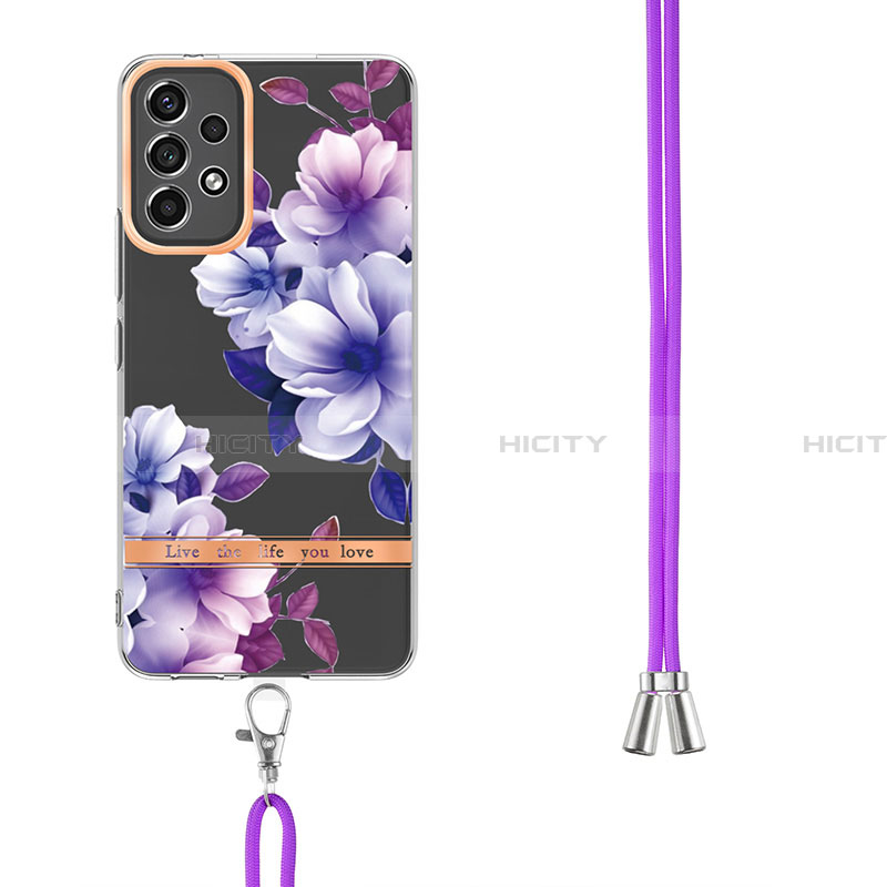 Handyhülle Silikon Hülle Gummi Schutzhülle Flexible Modisch Muster mit Schlüsselband Lanyard Y06B für Samsung Galaxy A13 4G groß