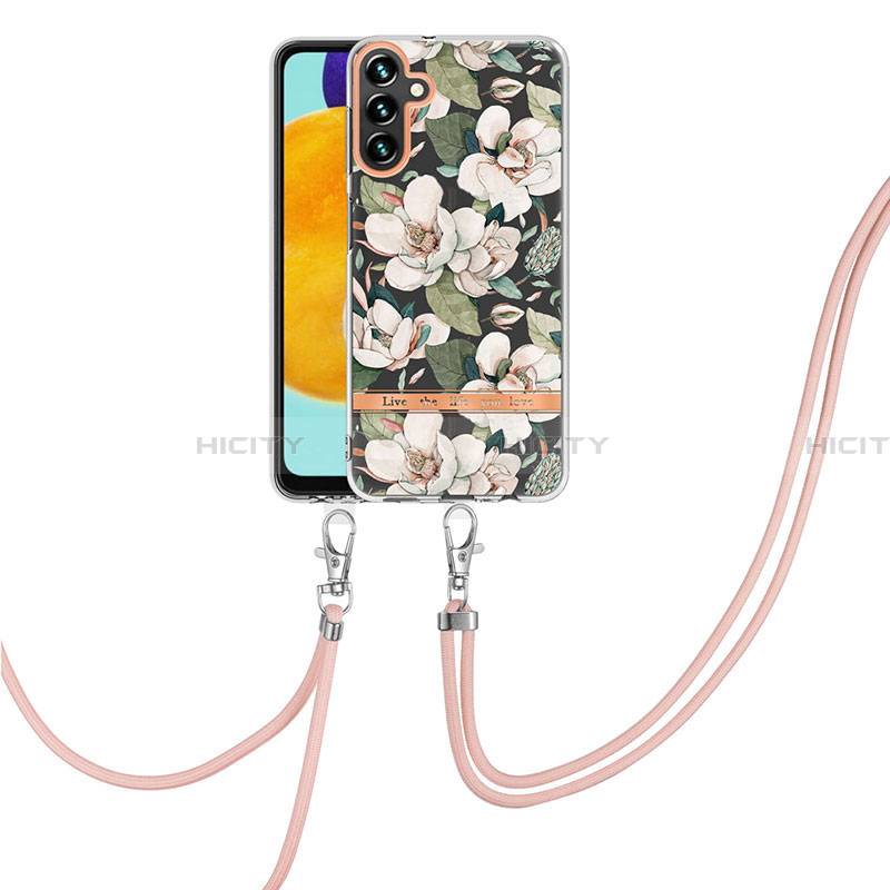 Handyhülle Silikon Hülle Gummi Schutzhülle Flexible Modisch Muster mit Schlüsselband Lanyard Y06B für Samsung Galaxy A13 5G groß