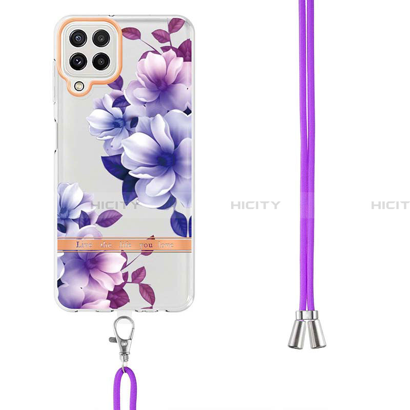 Handyhülle Silikon Hülle Gummi Schutzhülle Flexible Modisch Muster mit Schlüsselband Lanyard Y06B für Samsung Galaxy A22 4G