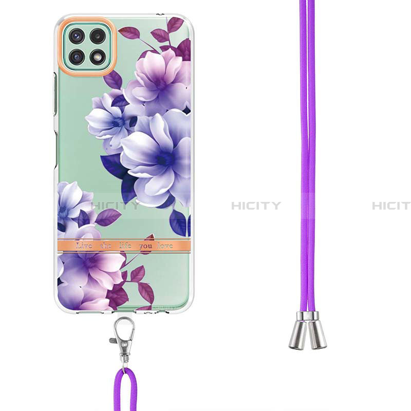 Handyhülle Silikon Hülle Gummi Schutzhülle Flexible Modisch Muster mit Schlüsselband Lanyard Y06B für Samsung Galaxy A22 5G groß