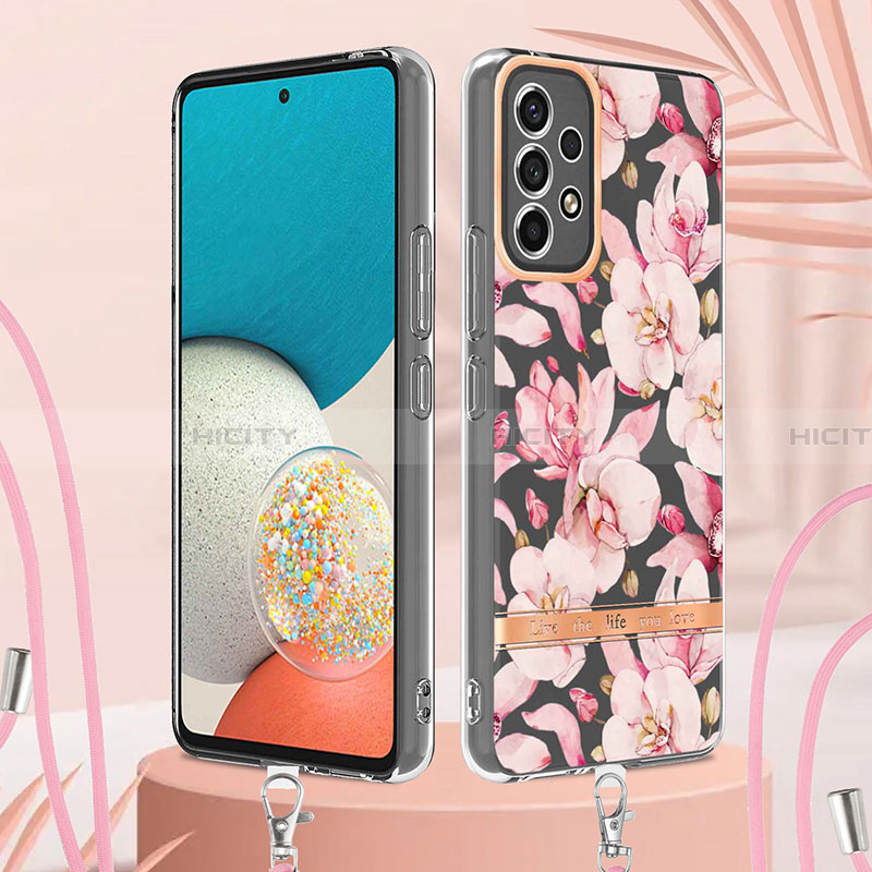 Handyhülle Silikon Hülle Gummi Schutzhülle Flexible Modisch Muster mit Schlüsselband Lanyard Y06B für Samsung Galaxy A23 4G groß