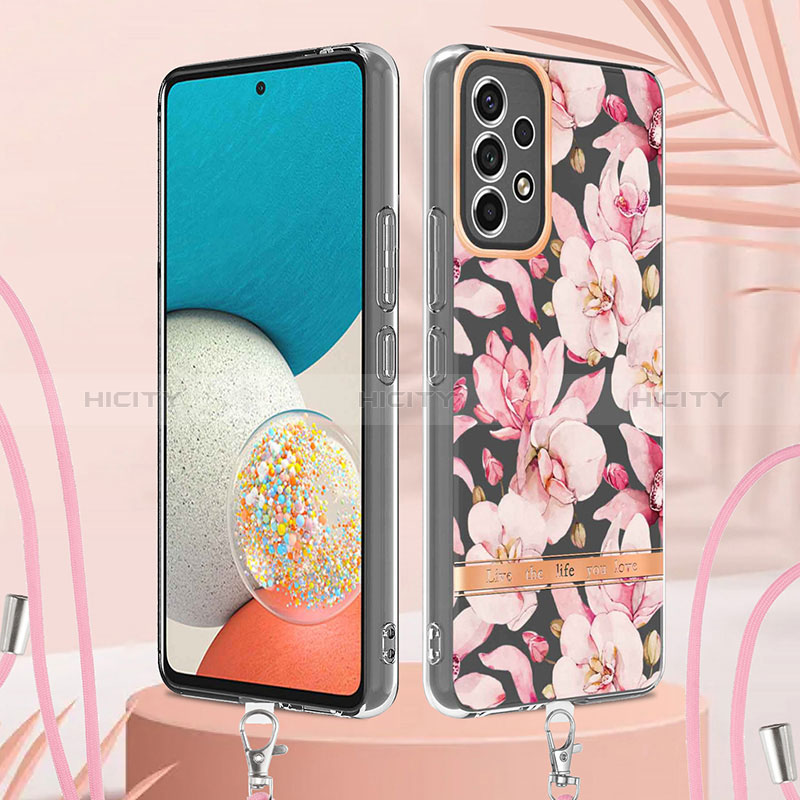 Handyhülle Silikon Hülle Gummi Schutzhülle Flexible Modisch Muster mit Schlüsselband Lanyard Y06B für Samsung Galaxy A23 5G