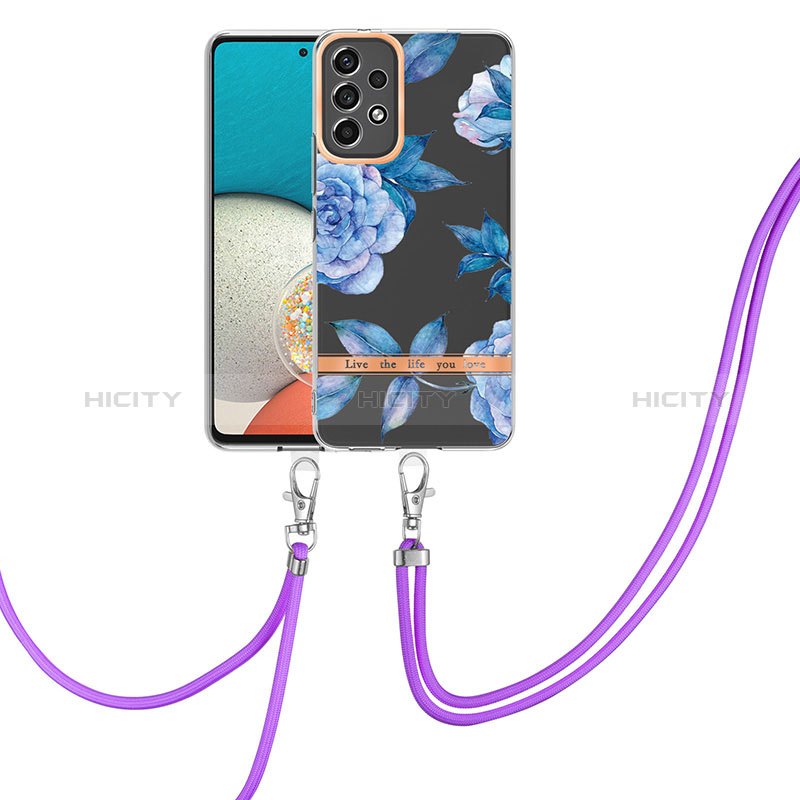 Handyhülle Silikon Hülle Gummi Schutzhülle Flexible Modisch Muster mit Schlüsselband Lanyard Y06B für Samsung Galaxy A23 5G