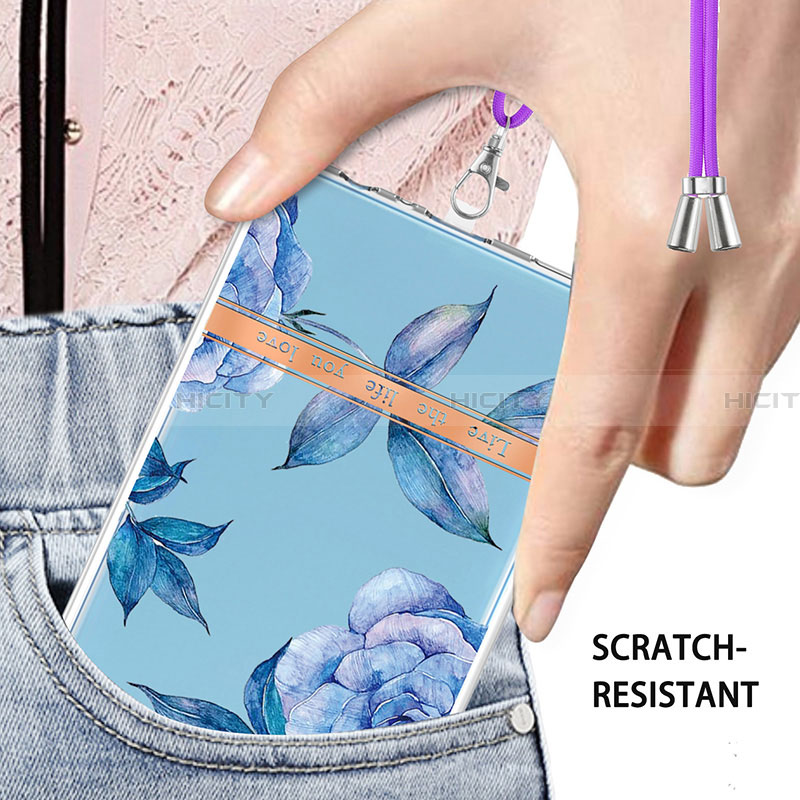 Handyhülle Silikon Hülle Gummi Schutzhülle Flexible Modisch Muster mit Schlüsselband Lanyard Y06B für Samsung Galaxy A32 4G groß