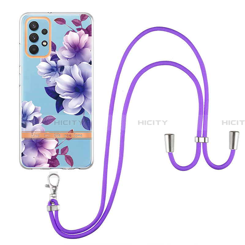 Handyhülle Silikon Hülle Gummi Schutzhülle Flexible Modisch Muster mit Schlüsselband Lanyard Y06B für Samsung Galaxy A32 4G groß