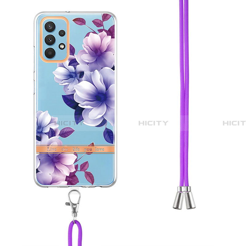 Handyhülle Silikon Hülle Gummi Schutzhülle Flexible Modisch Muster mit Schlüsselband Lanyard Y06B für Samsung Galaxy A32 4G